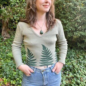 Big Bud Press 3/4 Sleeve Shirt, Women's Medium, Fern